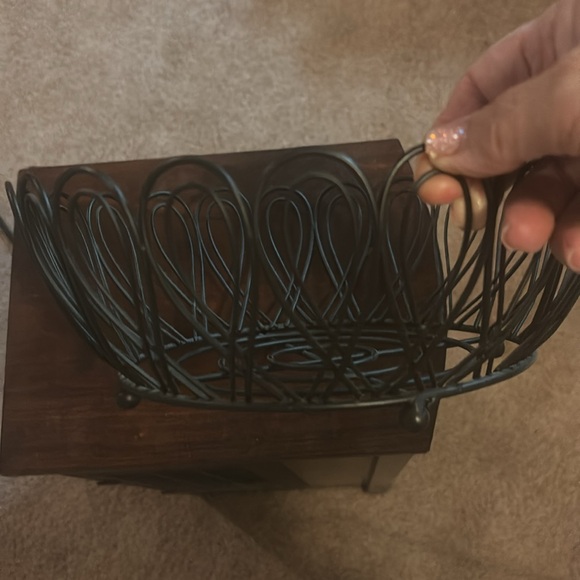 Like new round black bread basket measures approximately 10” by 4” high - Picture 2 of 5